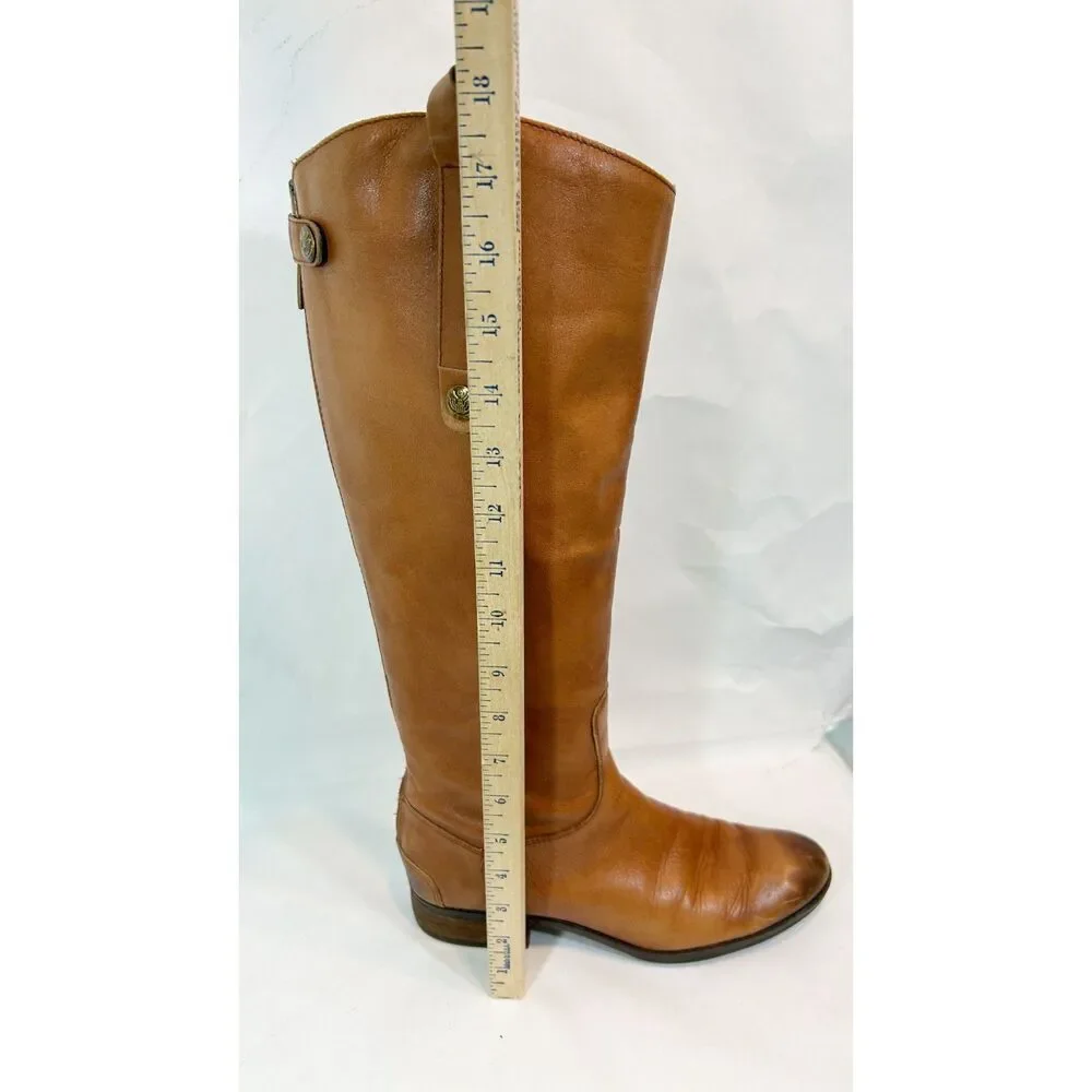 SAM EDELMEN Penny Tall Riding Boots Size 8.5M Whiskey Leather Equestrian BOHO
